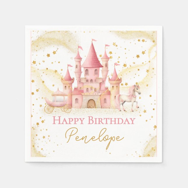 Servilleta De Papel Princess Happy Birthday Paper Napkin (Anverso)