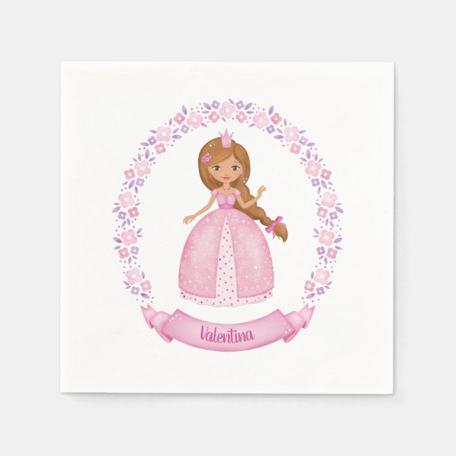 Servilleta De Papel Princess Pink Cute Personalizado (Anverso)