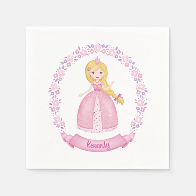 Servilleta De Papel Princess Pink Cute Personalizado (Anverso)
