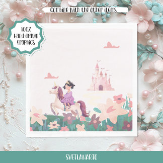 Servilleta De Papel Princess Riding Unicorn Paper Napkins