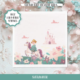 Servilleta De Papel Princess Riding Unicorn Paper Napkins