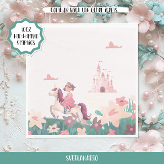 Servilleta De Papel Princess Riding Unicorn Paper Napkins