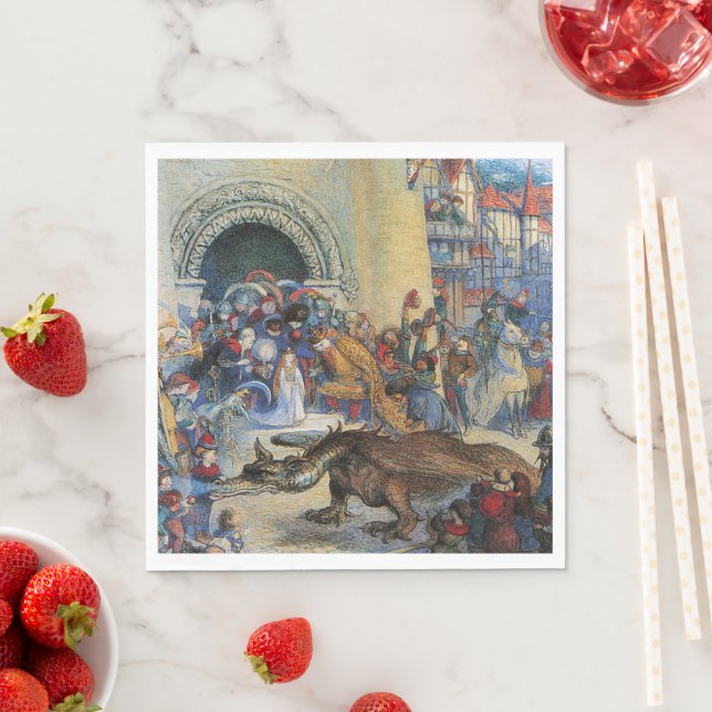 Servilleta De Papel Princess's Birthday Dragon Folded Greeting Card (In situ)