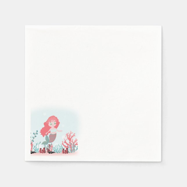 Servilleta De Papel Príncipes de sirena bajo el mar Cumpleaños (Anverso)