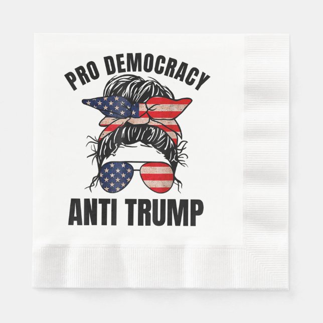 Servilleta De Papel Pro Democracia - Bandera estadounidense anti Trump (Anverso)