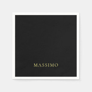 Servilleta De Papel Profesional Minimalista Nombre Dorado y Negro