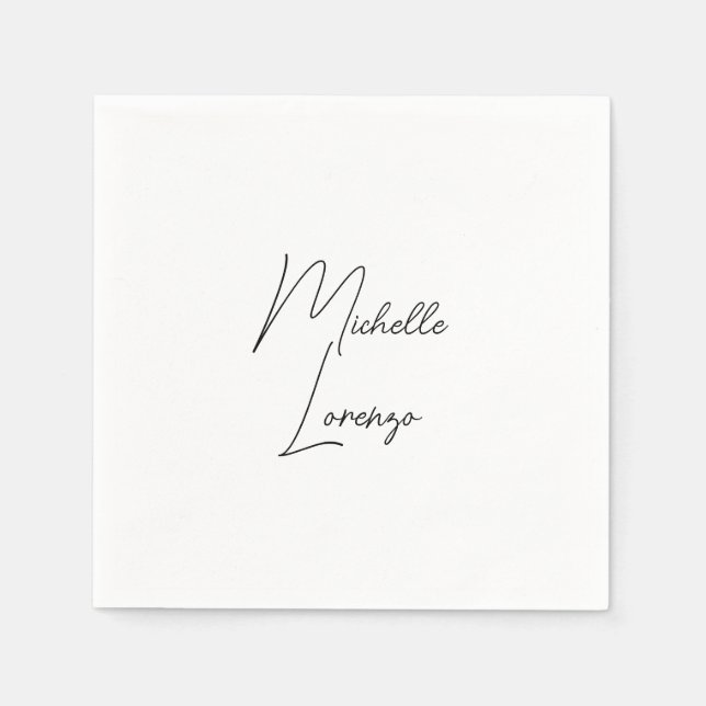 Servilleta De Papel Profesional Moderno Simple Blanco y Negro (Anverso)