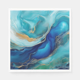 Servilleta De Papel Profundidades Teal: Impresiones Abstractas Oceánic