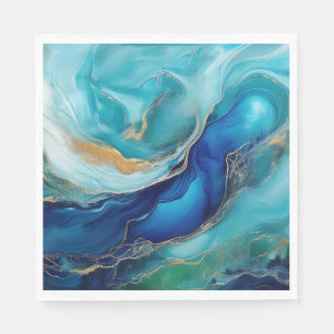 Servilleta De Papel Profundidades Teal: Impresiones Abstractas Oceánic
