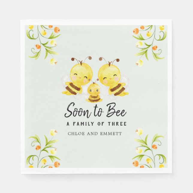 Servilleta De Papel Pronto será una familia de tres Personalizados de  (Anverso)