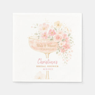Servilleta De Papel Prosecco Romántico y Pétalos Despedida de Soltera