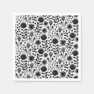 Servilleta De Papel Protea Bloque floral Imprimir Millefleur blanco ne
