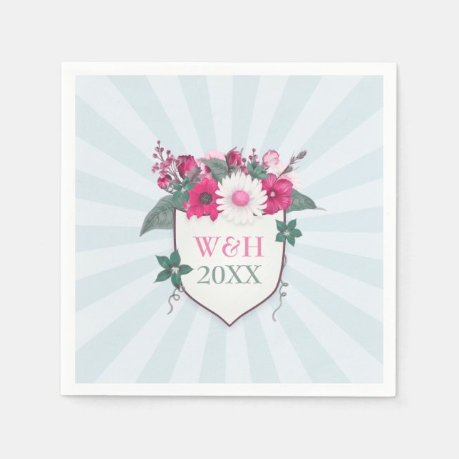 Servilleta De Papel Protector de monograma floral (Anverso)