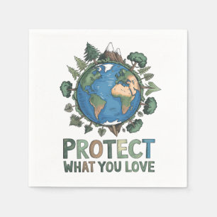 Servilleta De Papel Proteger lo que amas" Diseño ambiental de la Tierr
