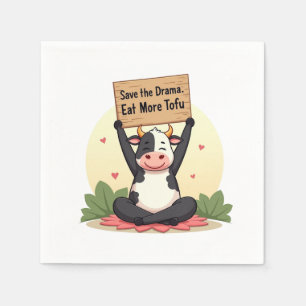 Servilleta De Papel Protesta de la Vaca Zen – Salva el Drama, Come Más