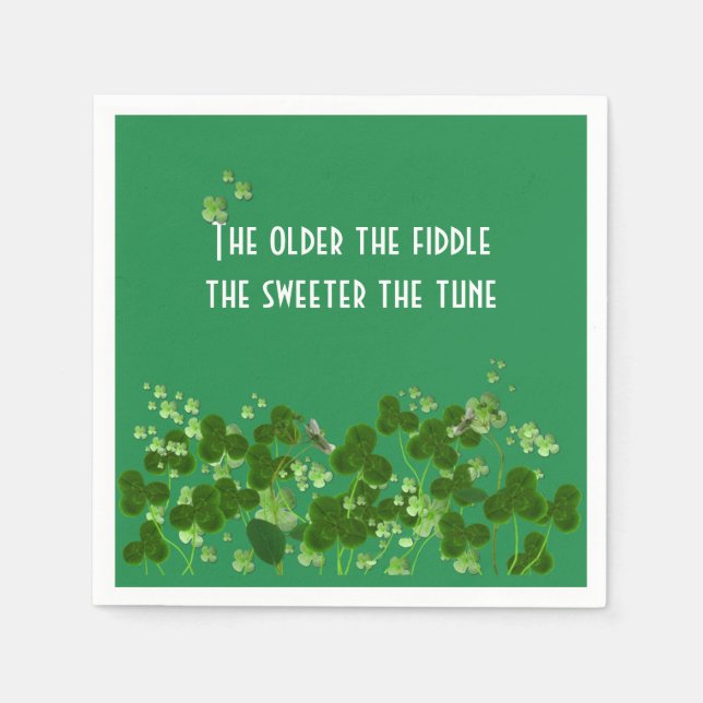 Servilleta De Papel Proverbio Irlandés Sobre El Verde Con Chispas (Anverso)