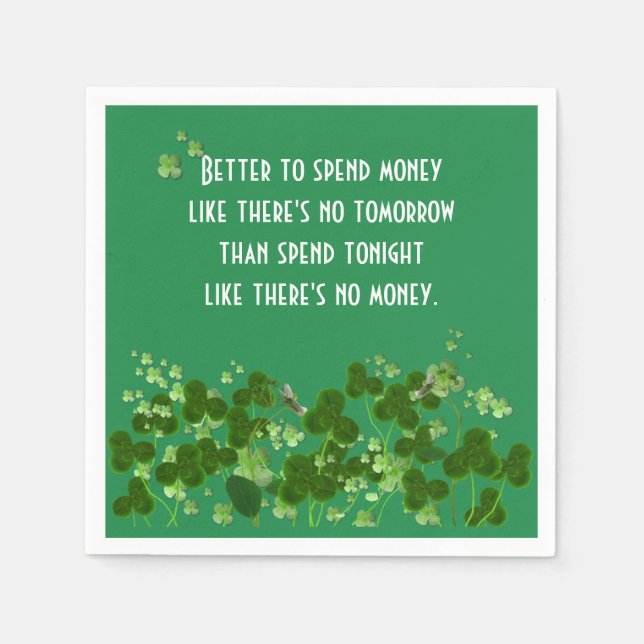 Servilleta De Papel Proverbio Irlandés Sobre El Verde Con Chispas (Anverso)