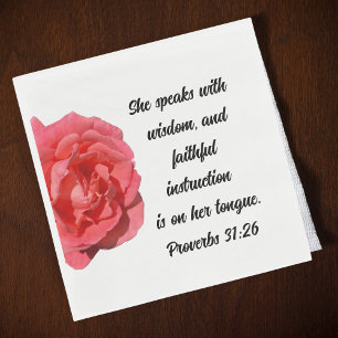 Servilleta De Papel Proverbios 31:26 Rosa de Jubilación de Maestros Cr