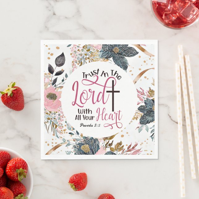 Servilleta De Papel Proverbios 3:5 Confianza en el Verso de la Biblia  (In situ)