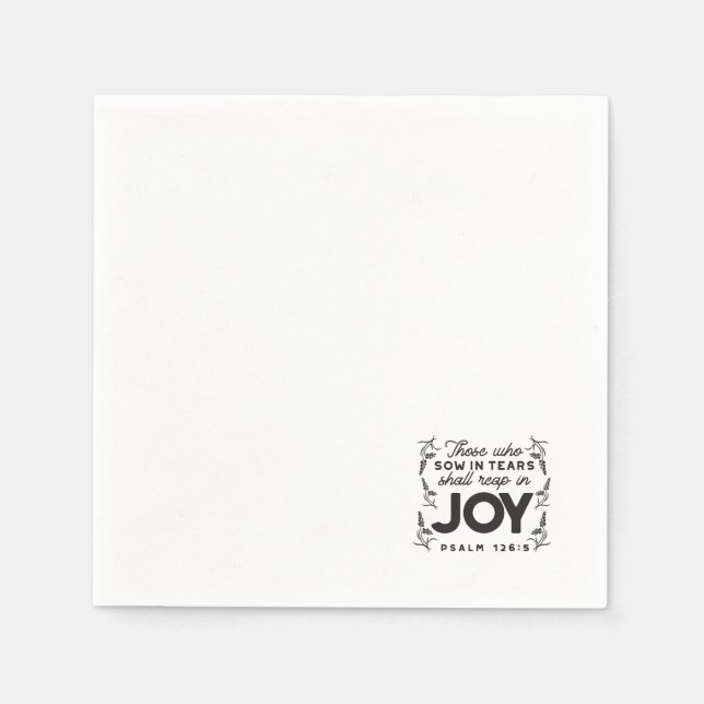 Servilleta De Papel Psalm 126:5 Scripture Typography – Reap in Joy (Anverso)