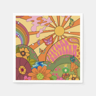 Servilleta De Papel Psicodelia Groovy Retro Papel Fiesta Napkins