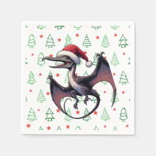 Servilleta De Papel pterodáctilo de sombrero de Santa de Navidad