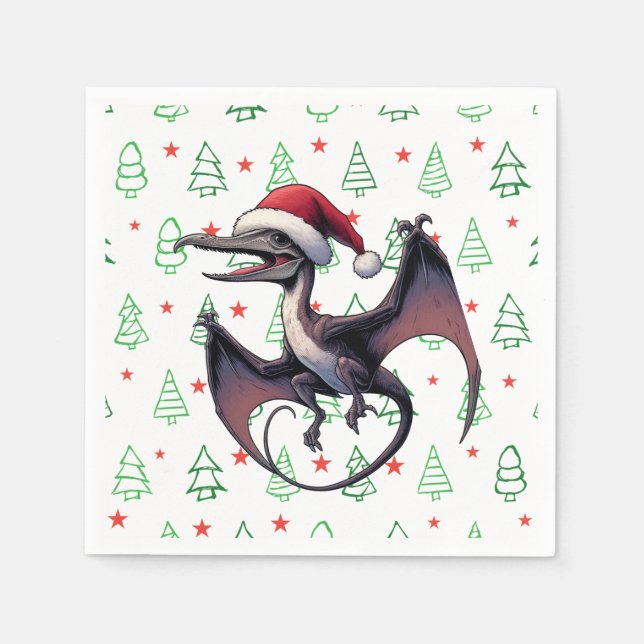 Servilleta De Papel pterodáctilo de sombrero de Santa de Navidad (Anverso)