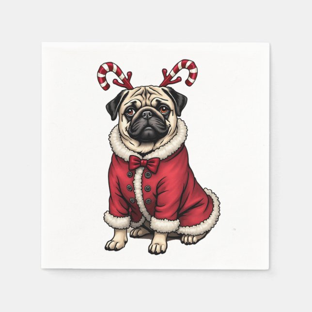 Servilleta De Papel Pub Dog Usando Santa Demanda Para Navidades Perros (Anverso)