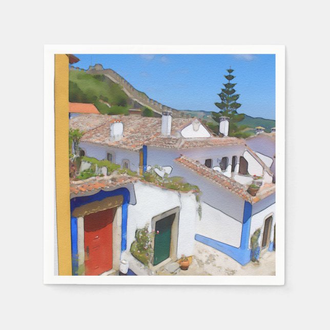 Servilleta De Papel Pueblo acuarela (Anverso)