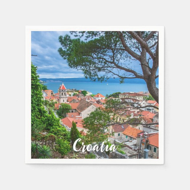 Servilleta De Papel Pueblo croata de Omis (Anverso)