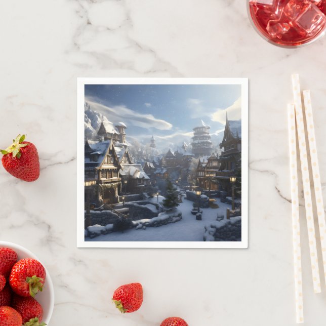 Servilleta De Papel Pueblo de Invierno de Fantasía (In situ)