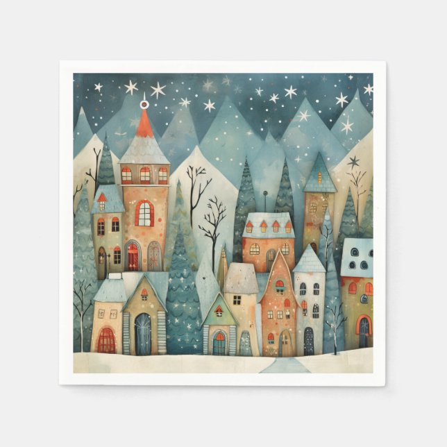 Servilleta De Papel Pueblo de Navidad (Anverso)