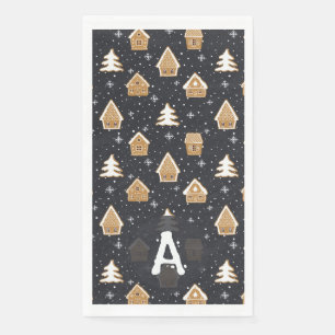 Servilleta De Papel Pueblo de Pan de Jengibre Navideño Abeto Azul