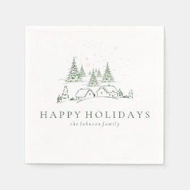 Servilleta De Papel Pueblo Navideño Nevado