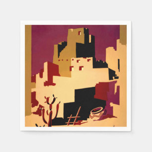 Servilleta De Papel Pueblos Antiguos del Suroeste Arte de Cartel WPA