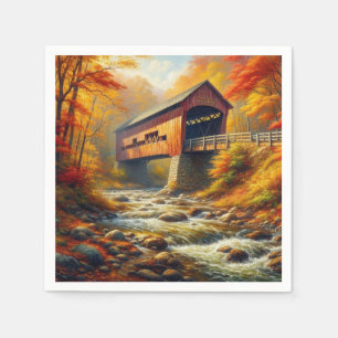 Servilleta De Papel puente clásico cubierto de otoño