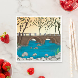 Servilleta De Papel Puente de piedra rústico sobre el paisaje natural