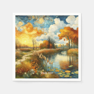 Servilleta De Papel Puente Fantasy Cute River Clouds