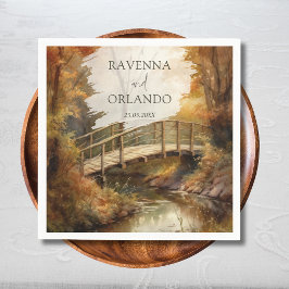 Servilleta De Papel Puente Rústico de Bosque de Otoño Boda de Otoño