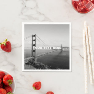 Servilleta De Papel Puerta Dorada de San Francisco Vintage en blanco y