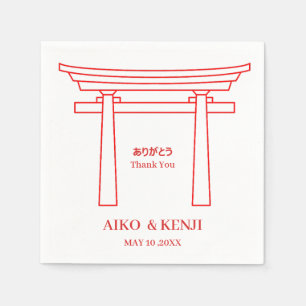 Servilleta De Papel Puerta Torii Bilingüe Japonés Inglés Boda
