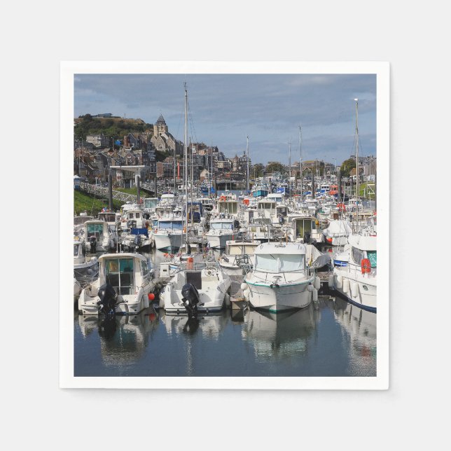 Servilleta De Papel Puerto Deportivo de Le Tréport, Francia (Anverso)