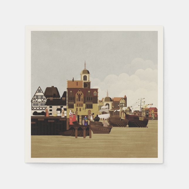 Servilleta De Papel Puerto Medieval (Anverso)