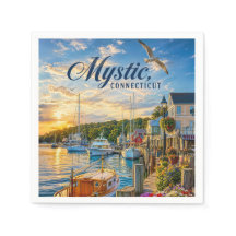 Puesta de sol en el puerto de Mystic, Connecticut