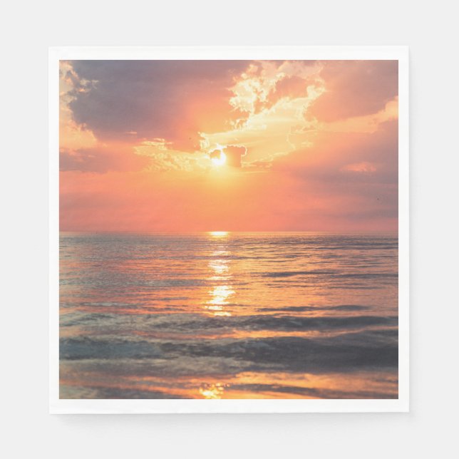 Servilleta De Papel puesta de sol sobre el agua (Anverso)