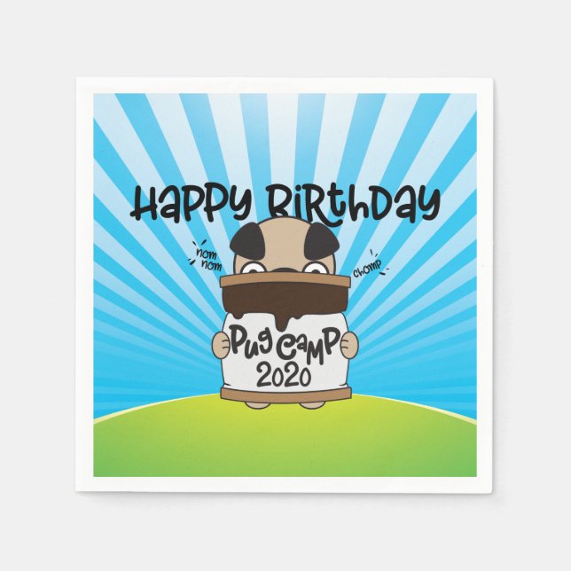 Servilleta De Papel Pug Camp 2020 Feliz cumpleaños (Anverso)