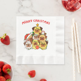 Servilleta De Papel Pug Christmas Tree Feliz Navidad