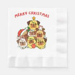 Servilleta De Papel Pug Christmas Tree Feliz Navidad