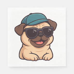 Servilleta De Papel Pug cool con gafas de sol alegría de verano dibujo