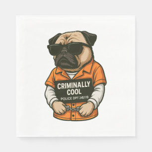 Servilleta De Papel Pug Criminalmente Cool � Diseño Divertido de Perro